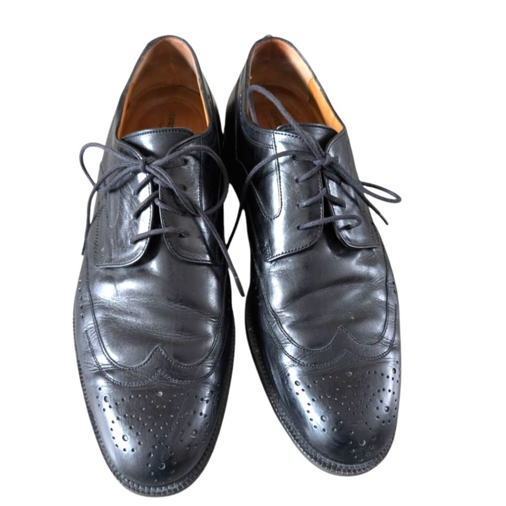 Johnson &‎ Murphy Oxford Black Wingtip Shoes Size 10